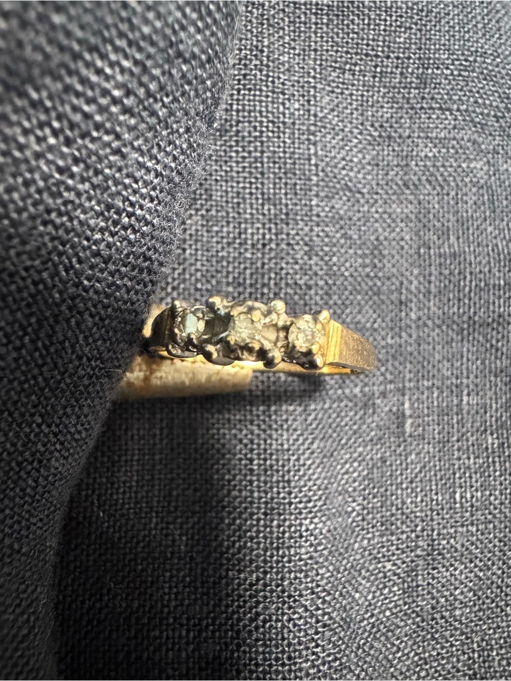 10k Gold Three-Stone Diamond Ring - Picture 3 of 6